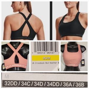 Under Armour Crossback Sports Bra - Black and Pink